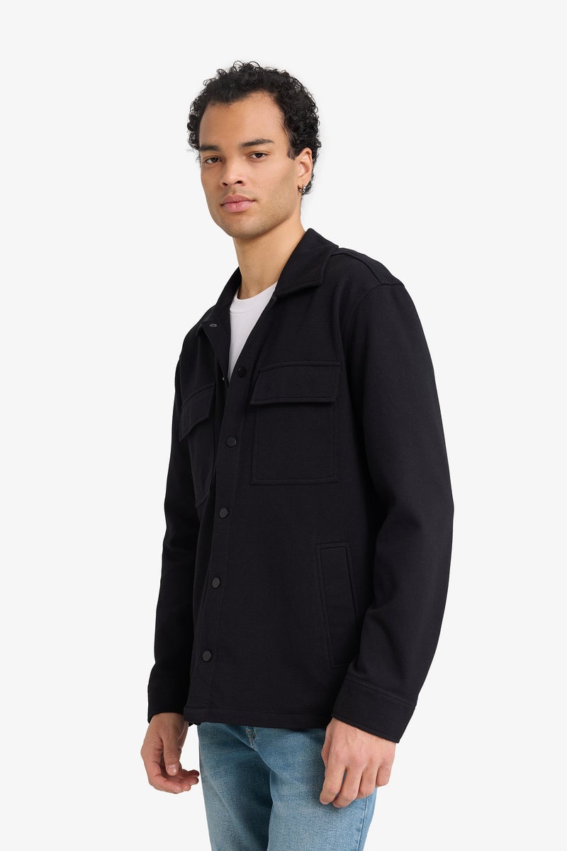 DeFacto Black Man Regular Fit Long Sleeve Overshirt Casual - Image 3